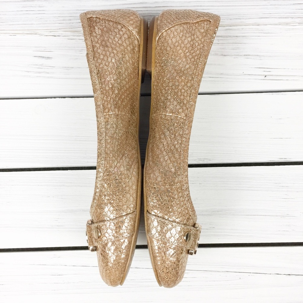 ISOLA Gold Metallic Snakeskin Leather Flats 6 - Picture 4 of 8
